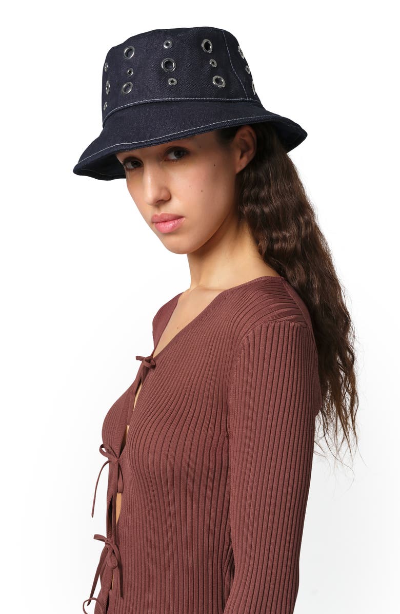 Apparis Slick Denim Bucket Hat, Alternate, color,