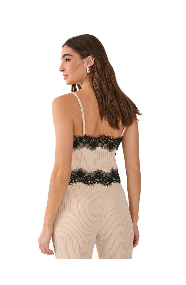 NASTY GAL Pinstripe Lace Trim Tailored Strappy Top, Alternate, color, Ecru