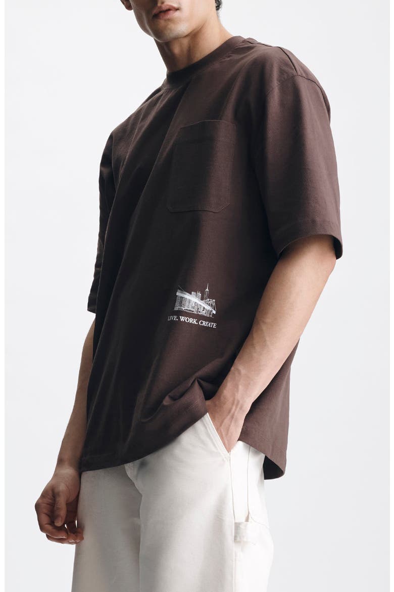 Brooklyn Bridge Loose Fit Pocket Graphic T-Shirt, Alternate, color, FRENCH ROAST
