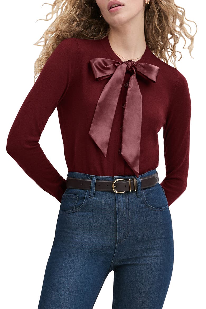 The Take a Bow Cardigan, Main, color, VINO