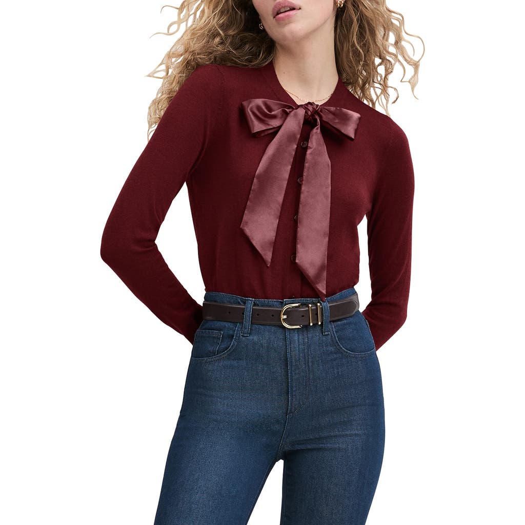Favorite Daughter The Take A Bow Cardigan In Burgundy
