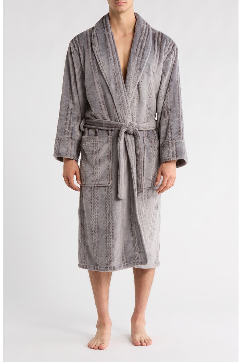 Chevron Plush Robe, Main, color, GREY