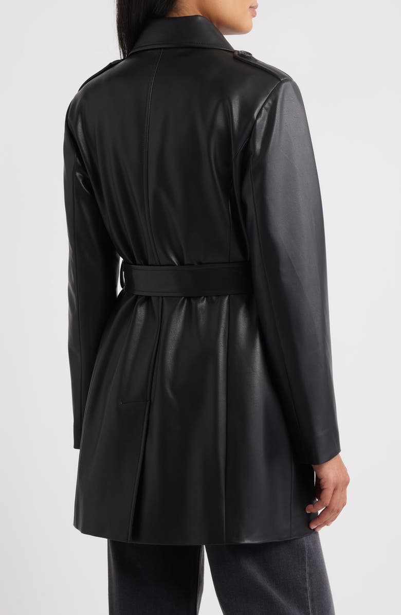 Sam Edelman Faux Leather Trench Coat, Alternate, color, Black