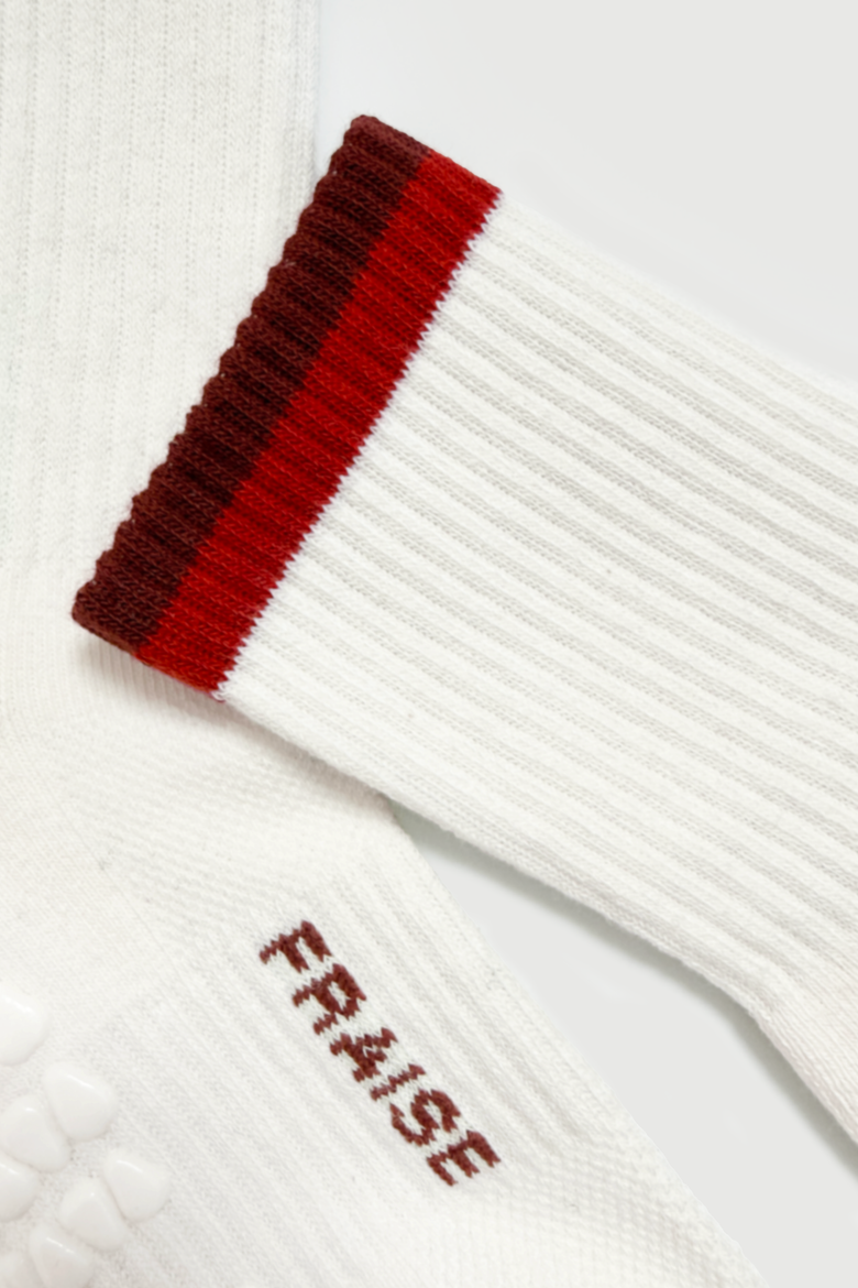 Goji Striped Crew Grip Socks, Alternate, color, Goji
