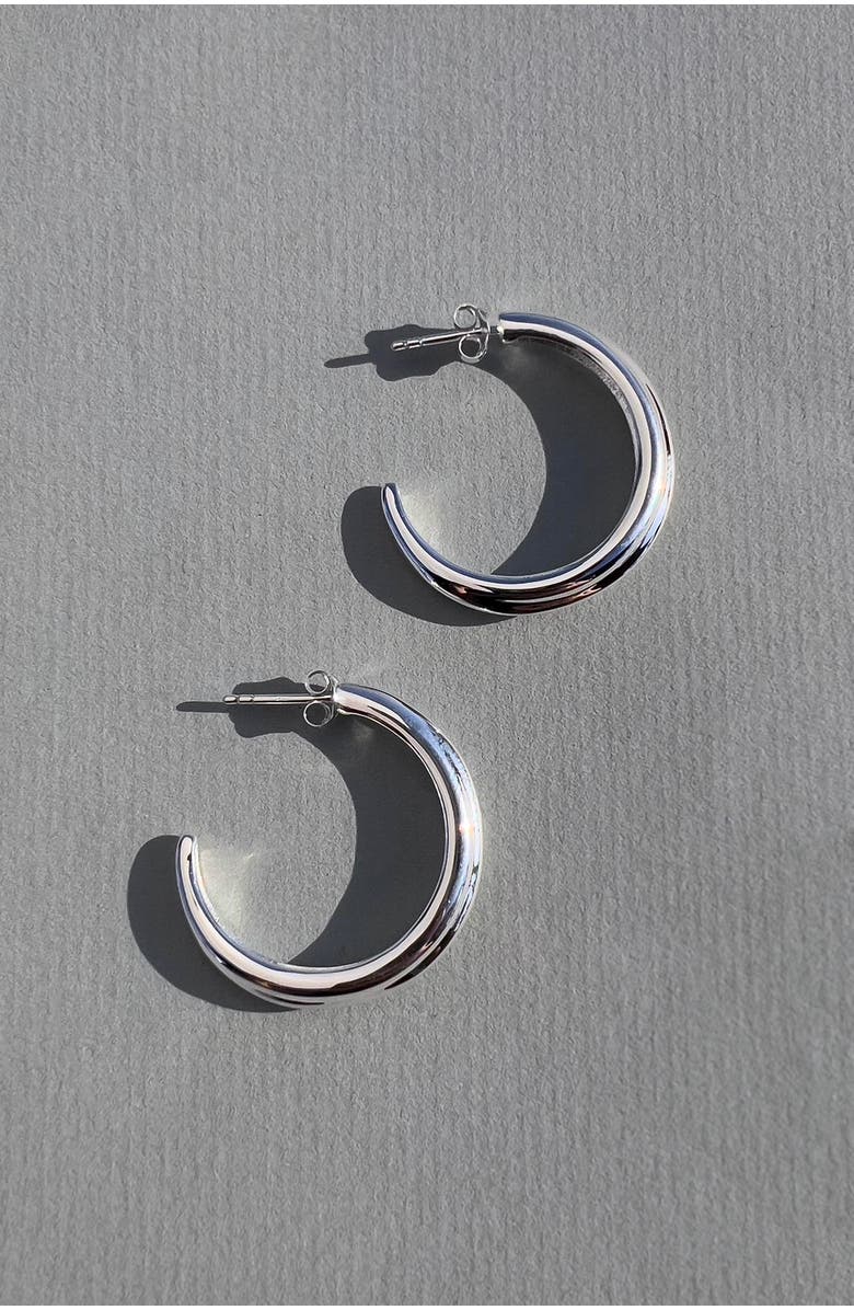 Astor & Orion Crescent Hoops, Alternate, color, Silver