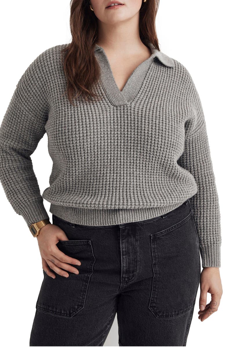 Madewell Waffle Knit Henley Sweater, Main, color,
