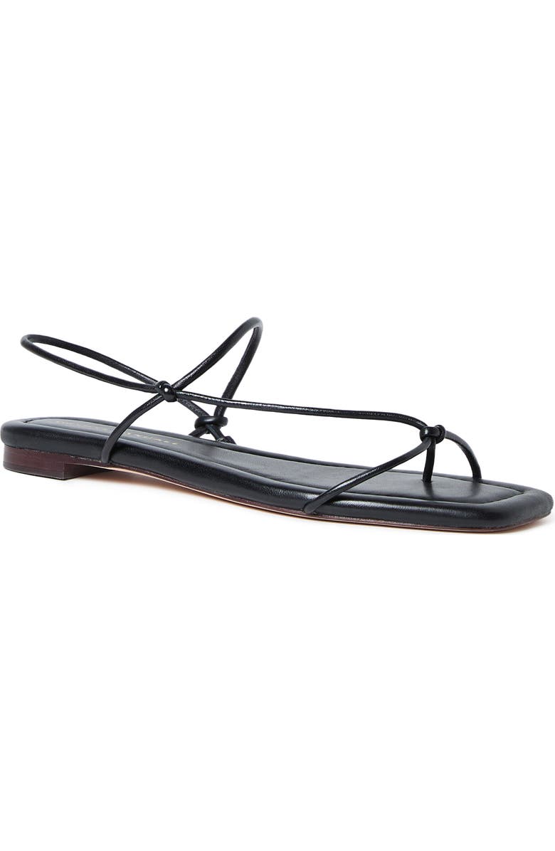 Loeffler Randall Eleanor Strappy Flat Leather Sandal, Main, color, Black