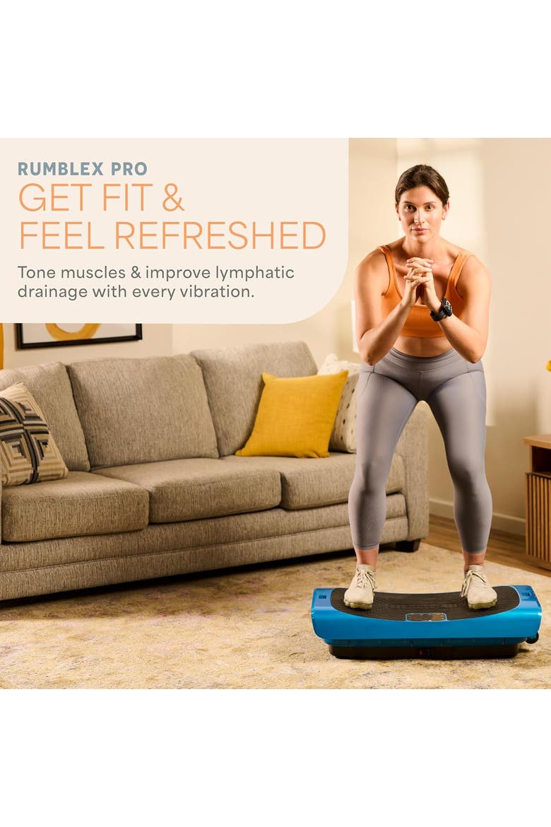 Rumblex pro 4D Motion Vibration Plate Exercise Machines for Lymphatic Drainage Fat Burn & Toning Triple Motor Technology, Alternate, color, Blue