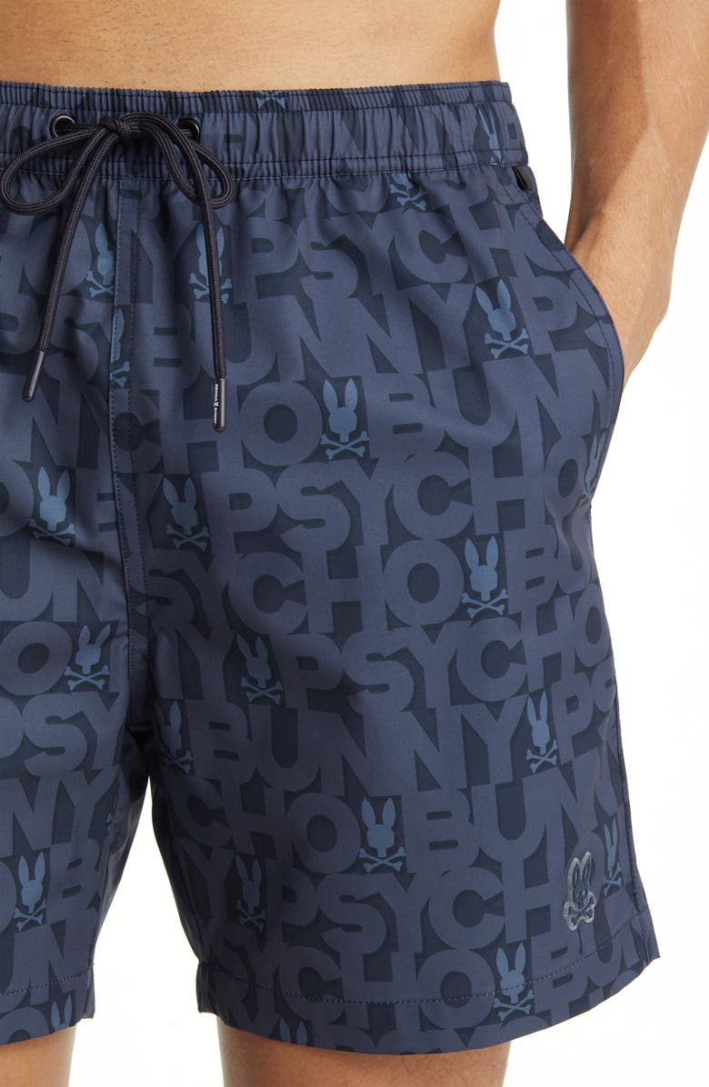 Psycho Bunny Damon Print Swim Trunks, Alternate, color, 
