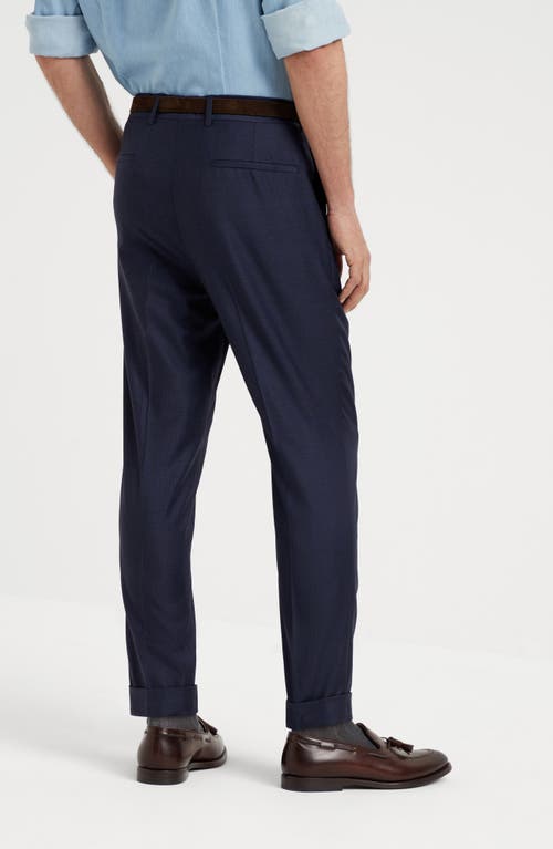 Brunello Cucinelli Straight-leg Pleated Wool-flannel Trousers In Blue