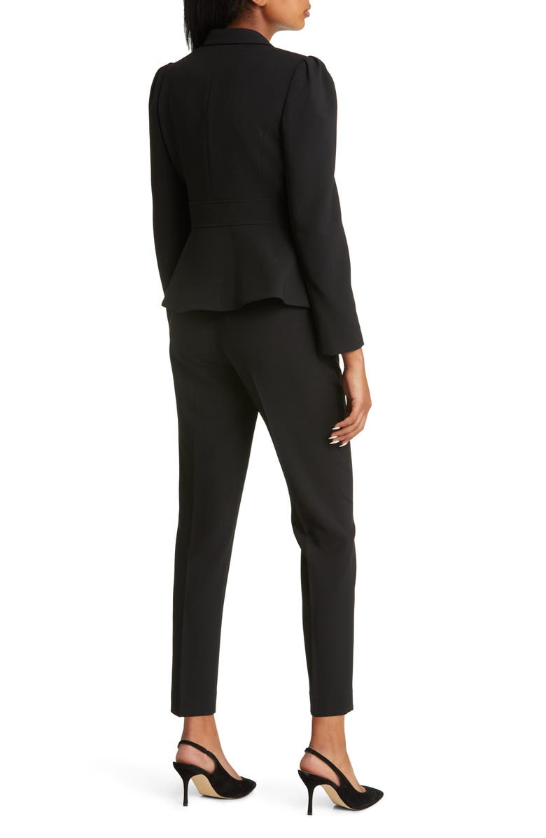 Tahari ASL Peplum Blazer & Tapered Pants Set, Alternate, color, Black