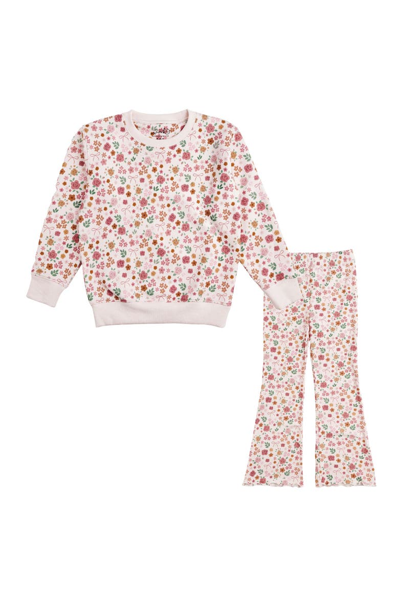 Berry Floral Sweatshirt & Flare Legging Set, Main, color, Mauve