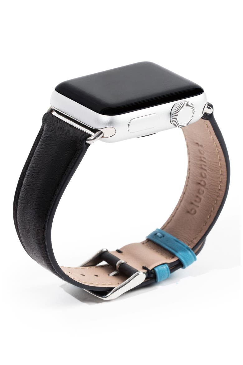 Leather Apple Watch® Watchband, Main, color, BLACK