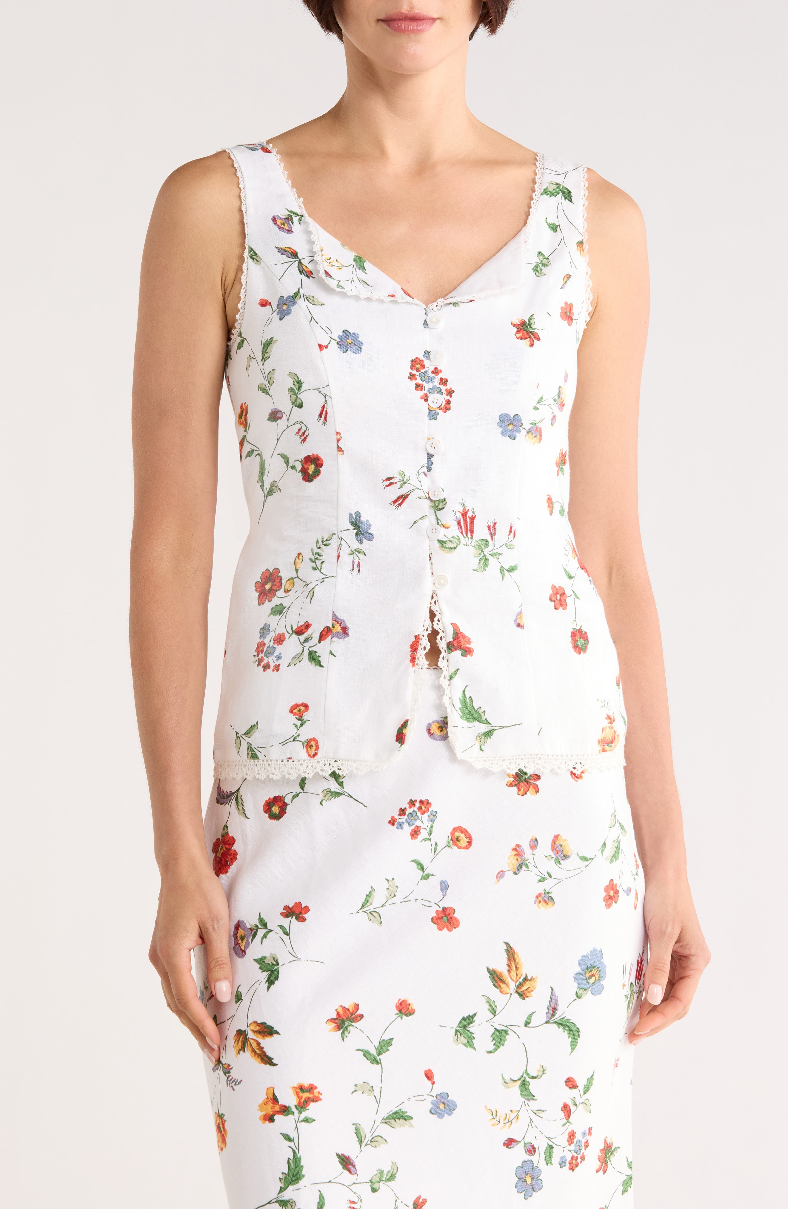 EDIT by JASON WU Lace Trim Linen Tank