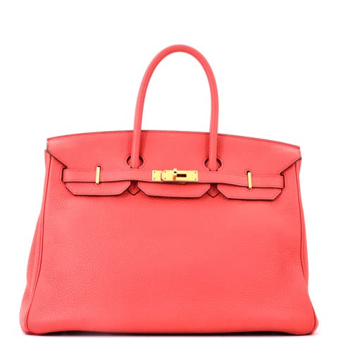 Birkin Handbag Pink Clemence with Gold Hardware 35