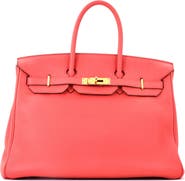 Pre-Owned Hermes Birkin Handbag Pink Clemence with Gold Hardware 35