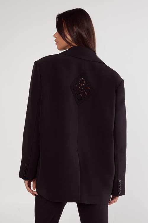Nasty Gal Tailored Crochet Insert Oversized Blazer In Black