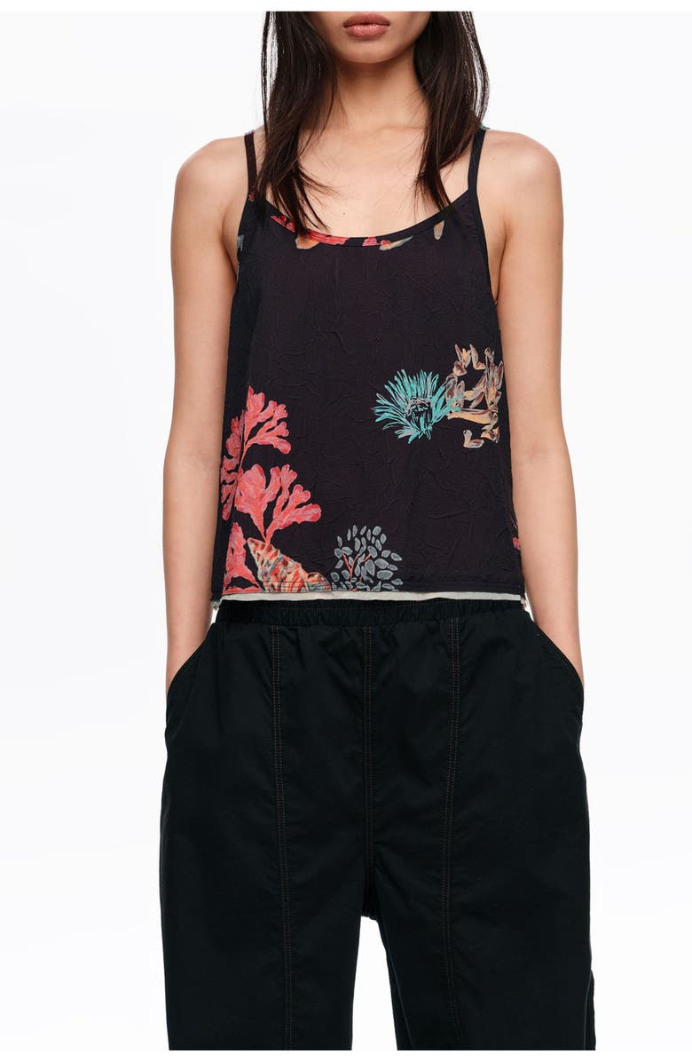 Bimba y Lola Wrinkled Tank Top, Main, color, Tortuga Black
