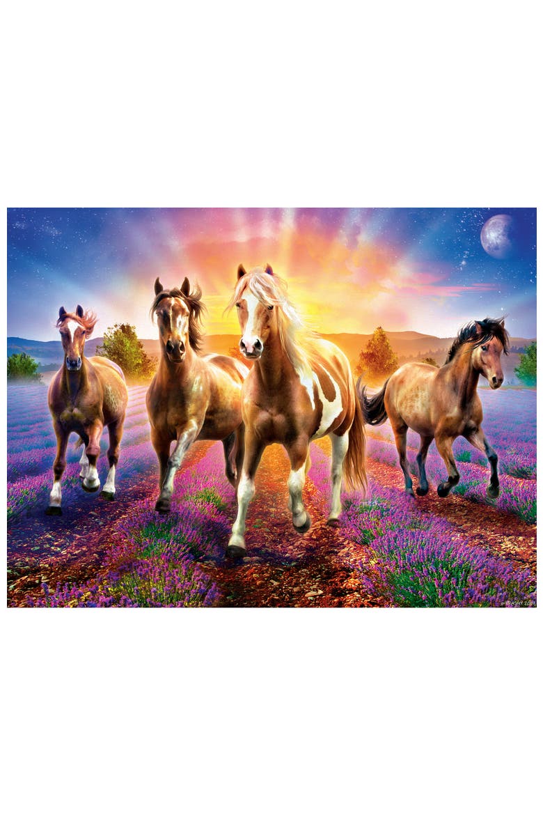 Wild Stallions 300 Piece Glow Puzzle, Alternate, color, Multicolor