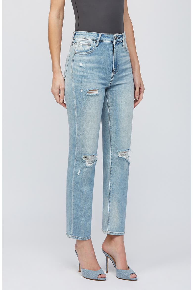 Ripped Straight Leg Jeans, Alternate, color, LIGHT WASH