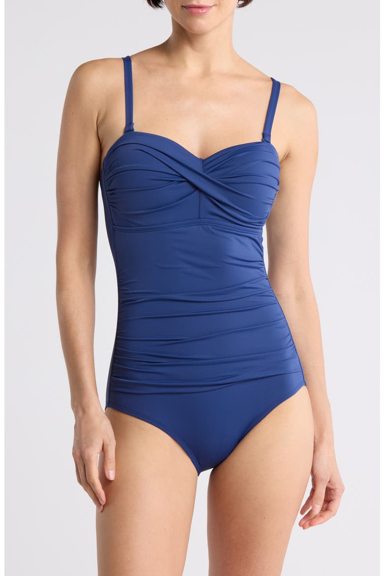 Flora Bandeau One Piece Swimsuit, Main, color, PANTHEON B