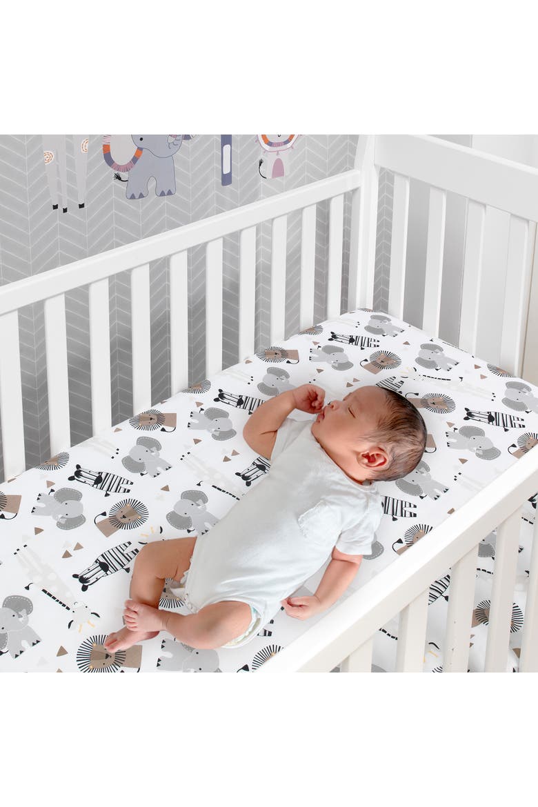 Jungle Safari Nursery 6-Piece Baby Crib Bedding Set, Alternate, color, Gray