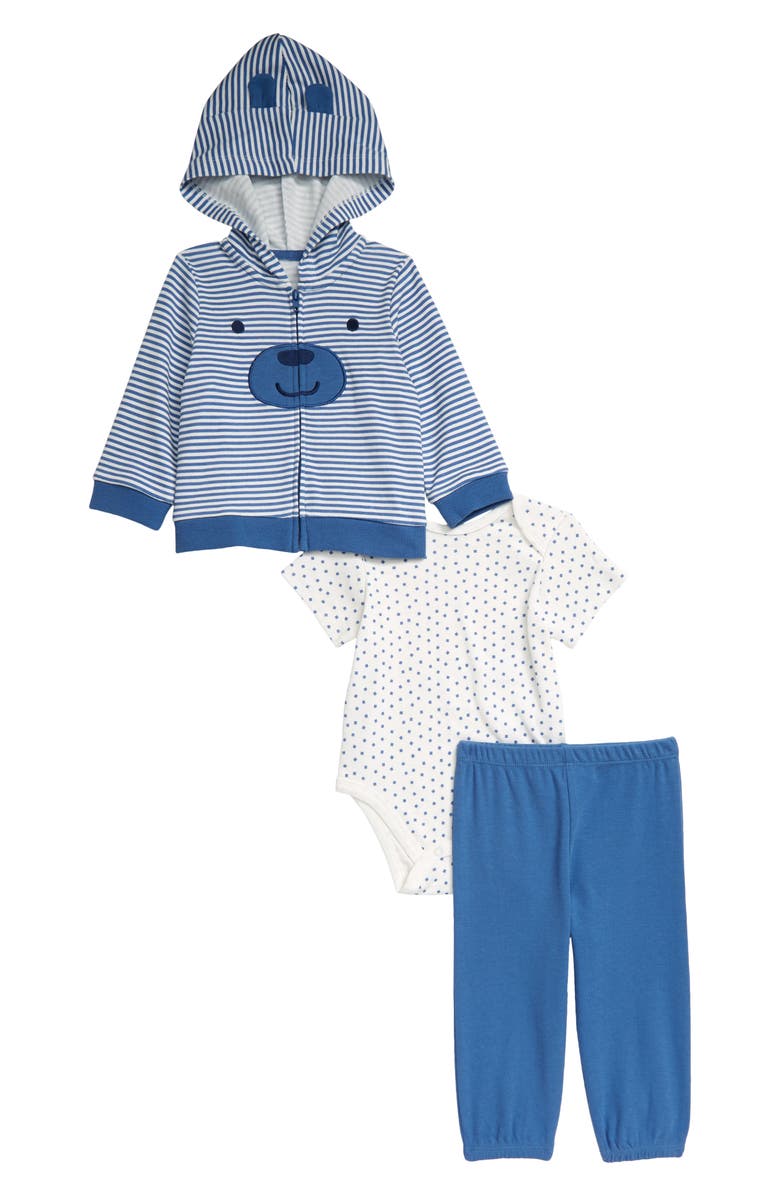 Little Me Bear Hoodie, Bodysuit & Pants Set, Main, color, 