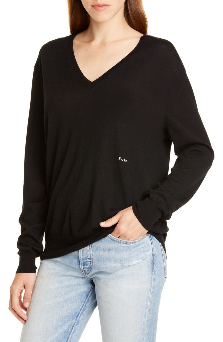 Polo Ralph Lauren V-Neck Wool, Silk & Cashmere Sweater, Alternate, color, 
