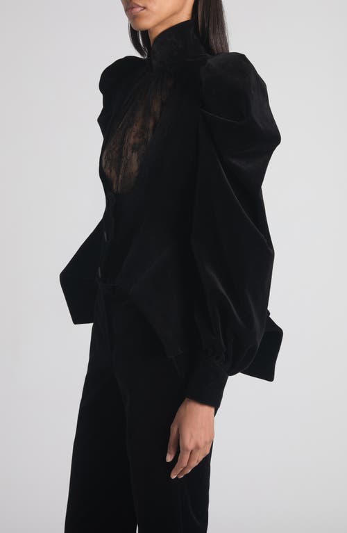 Alexander Mcqueen Mcqueen Lace Detail Velveteen Peplum Jacket In Black