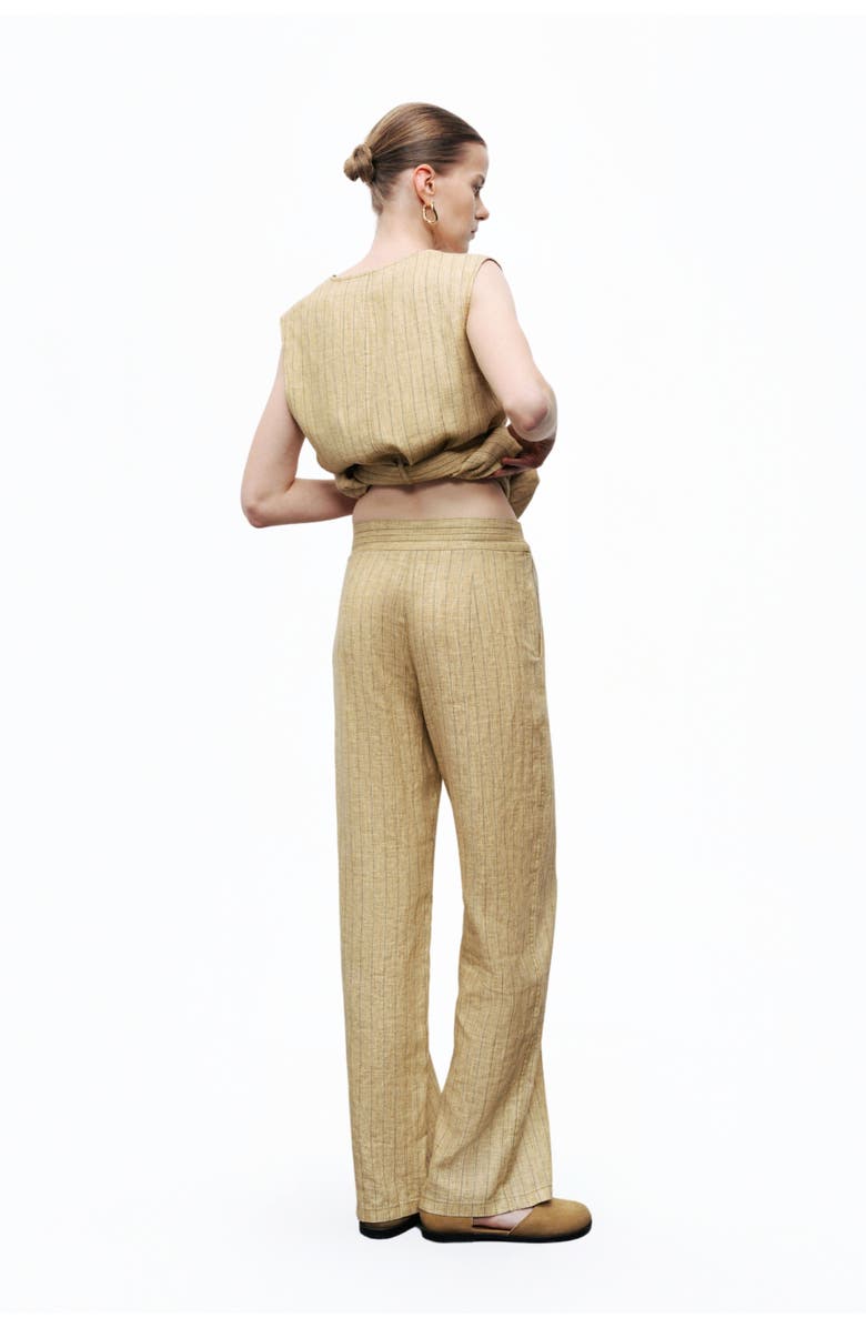 Nocturne Linen Striped High-Waist Pants, Alternate, color, 