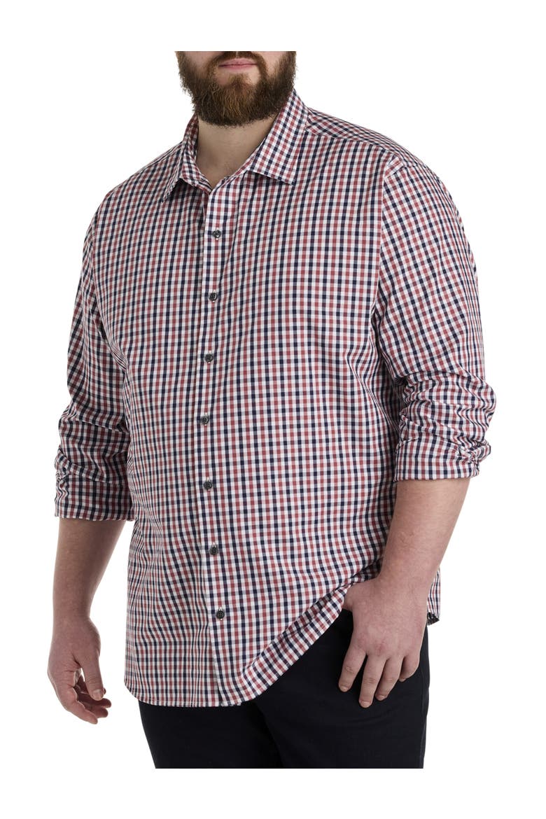 Big & Tall Dobby Plaid Sport Shirt, Main, color, MULTI