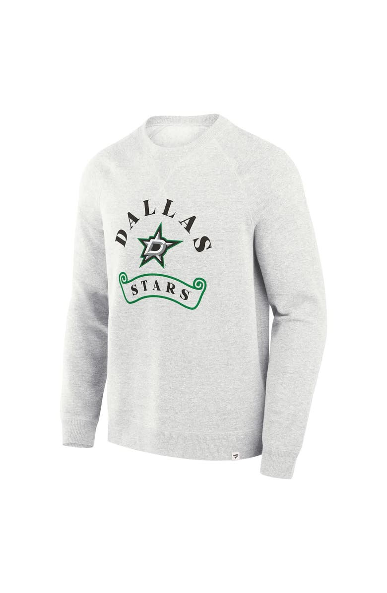FANATICS Men's Fanatics Heather Gray Dallas Stars Banner Fleece Raglan Pullover Sweatshirt, Alternate, color, 