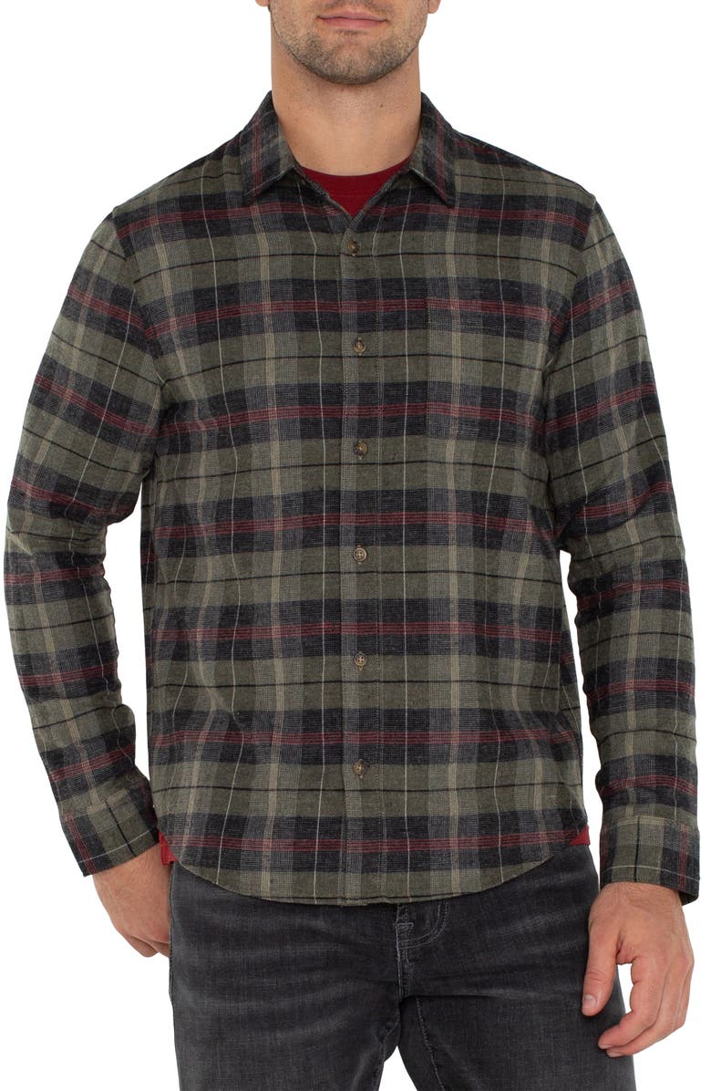 Liverpool Plaid Button-Up Shirt, Main, color, 