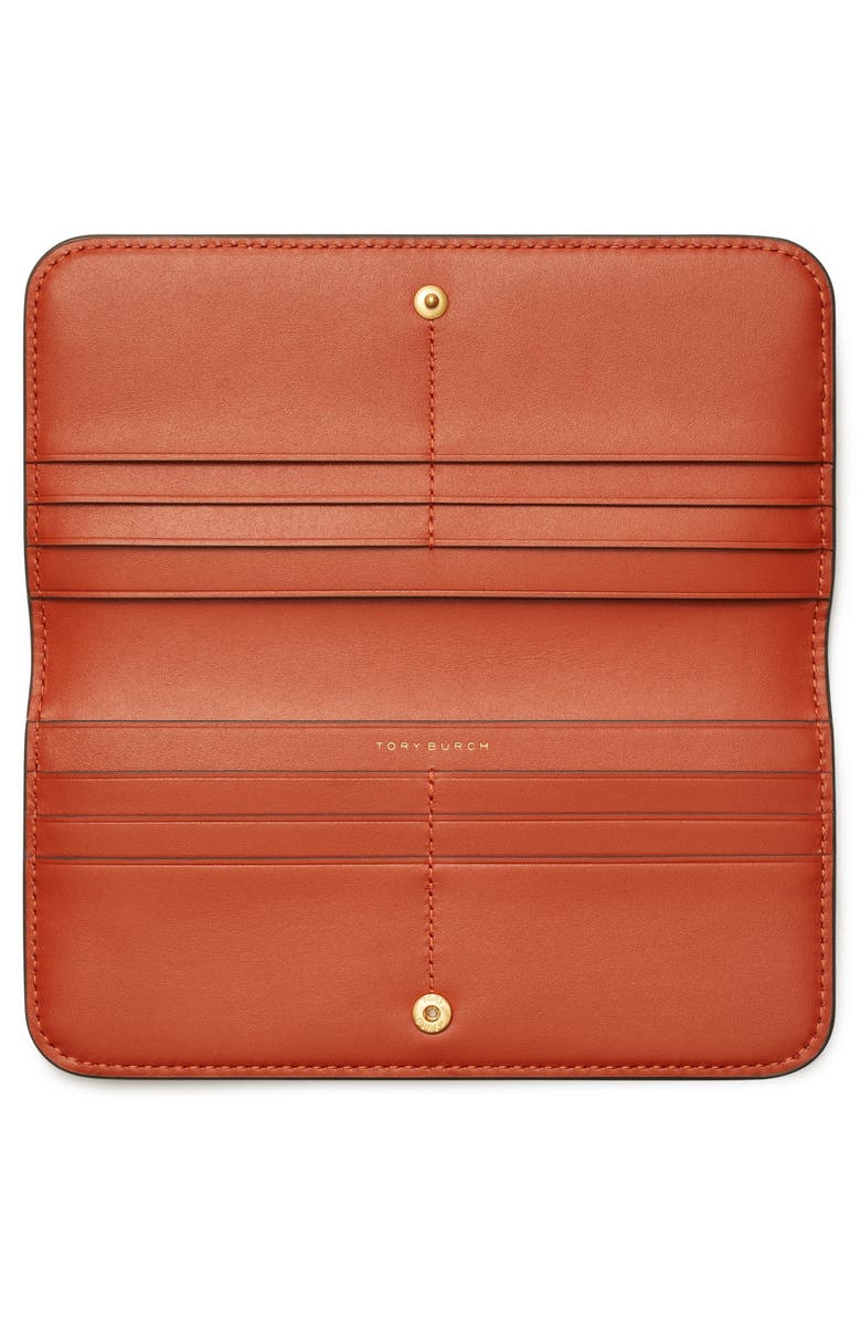 Tory Burch T Monogram Embossed Patent Leather Slim Zip Wallet, Alternate, color, 