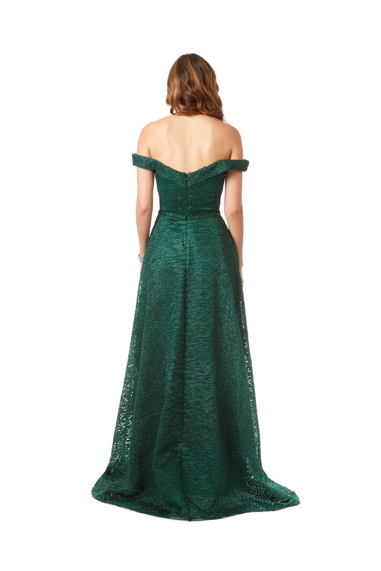 Off Shoulder Ballgown, Alternate, color, Forest