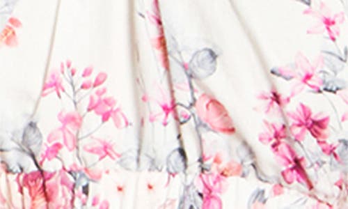 City Chic Keyla Floral Long Sleeve Minidress In Silver