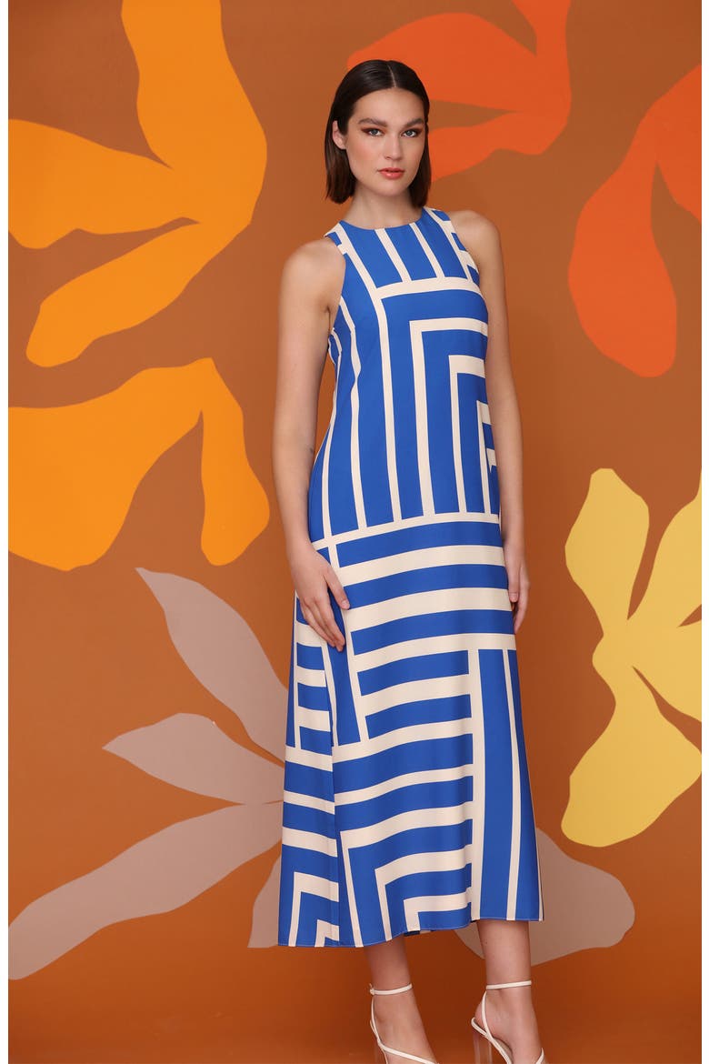 Stripe Maxi Dress, Alternate, color, CREAM/ ROYAL BLUE