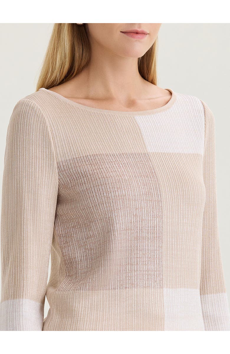 Misook Pearlescence Colorblock Knit Tunic, Alternate, color, Biscotti/White/Charmeuse