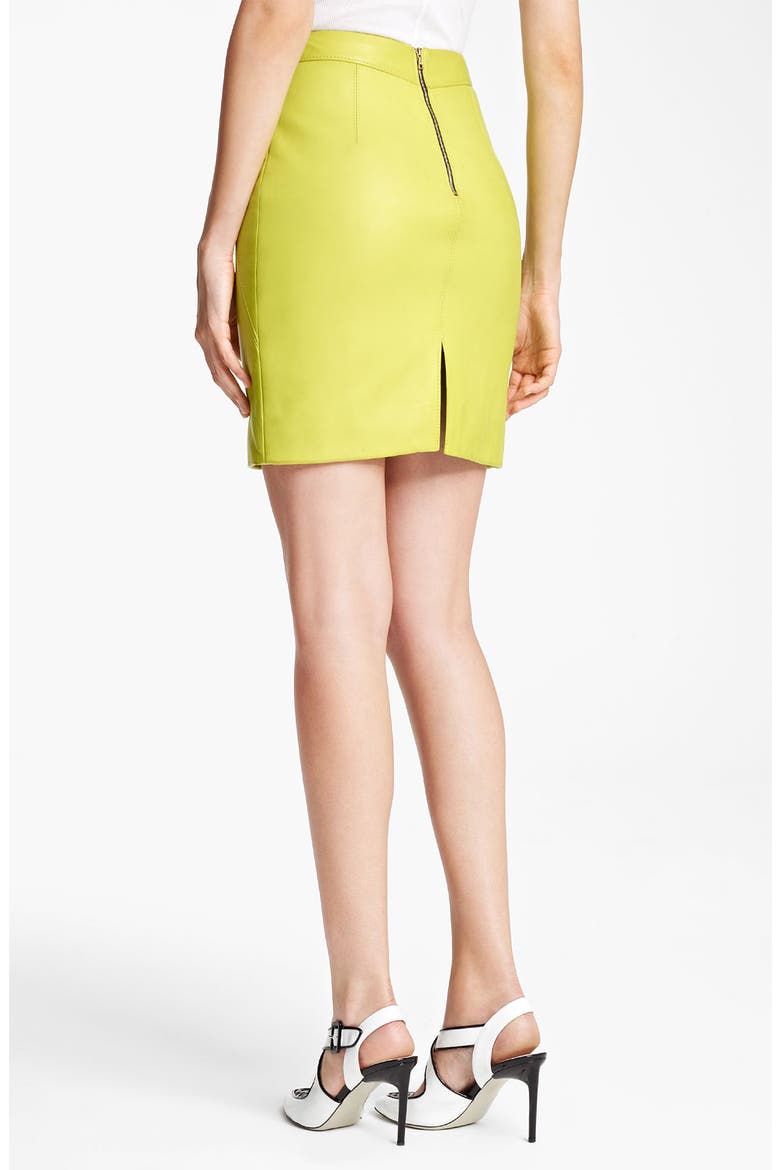 Nappa Leather Pencil Skirt, Alternate, color, LIME
