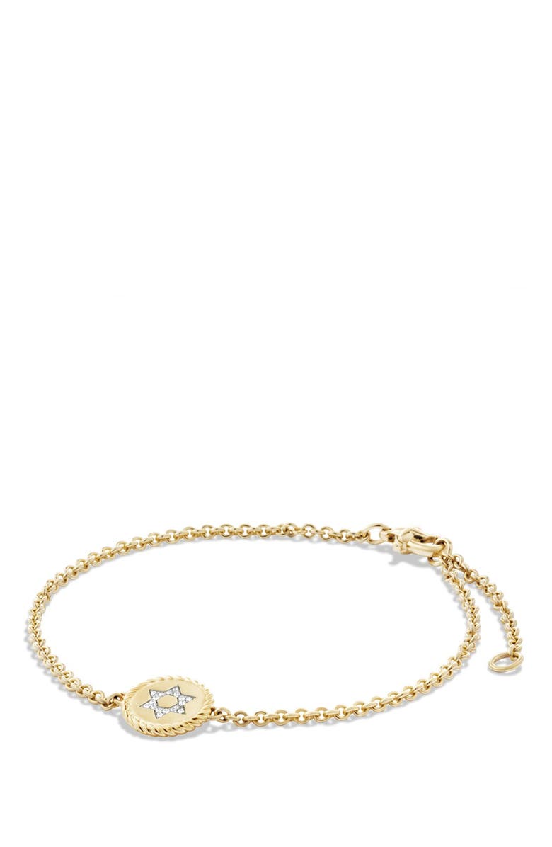 David Yurman 'Cable Collectibles' Cable Pavé Star of David Charm Bracelet with Diamonds in Gold, Main, color, 