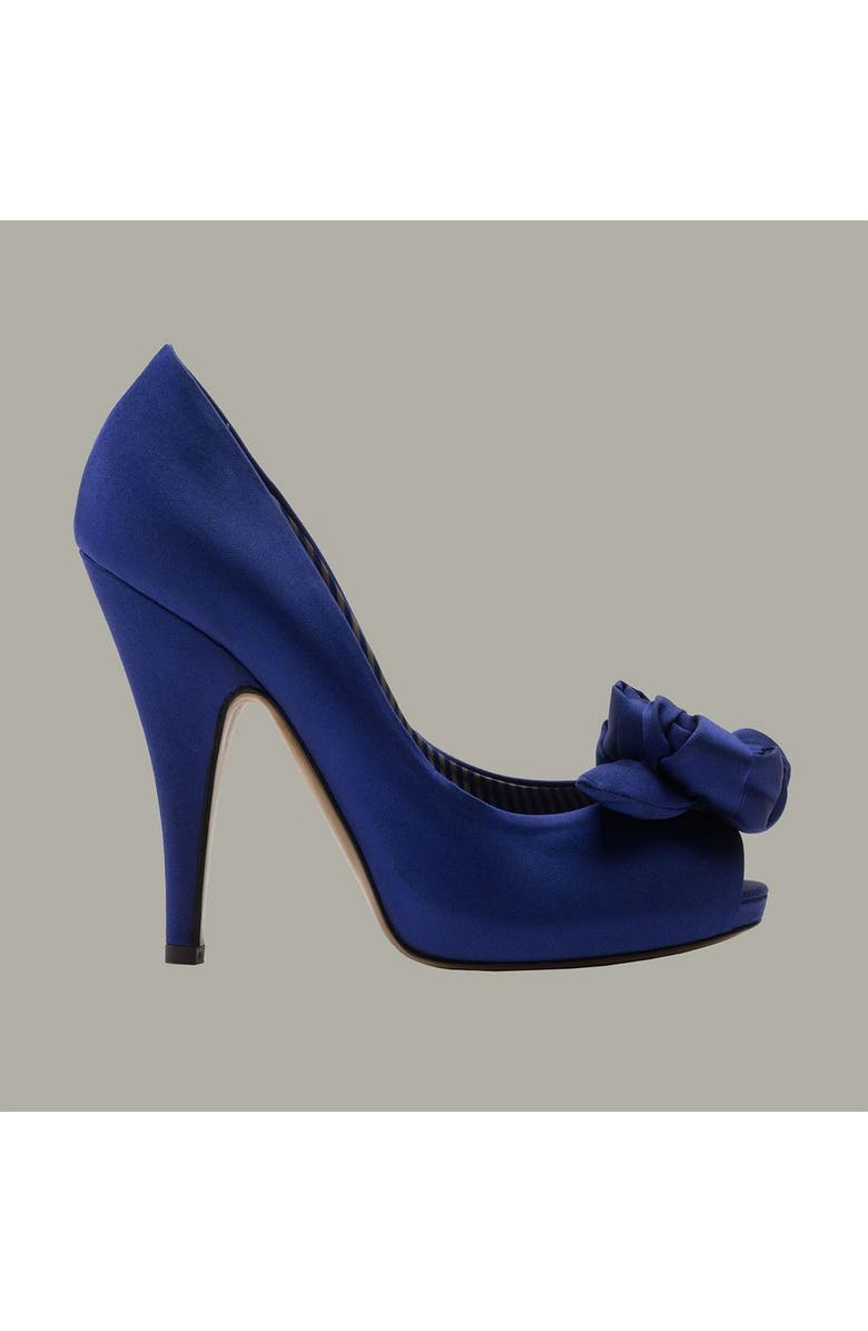 Moschino Satin Peep Toe Pump with Rosette, Alternate, color,