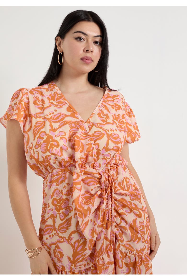 Faux Wrap Maxi Dress, Alternate, color, BOUQUET ORANGE
