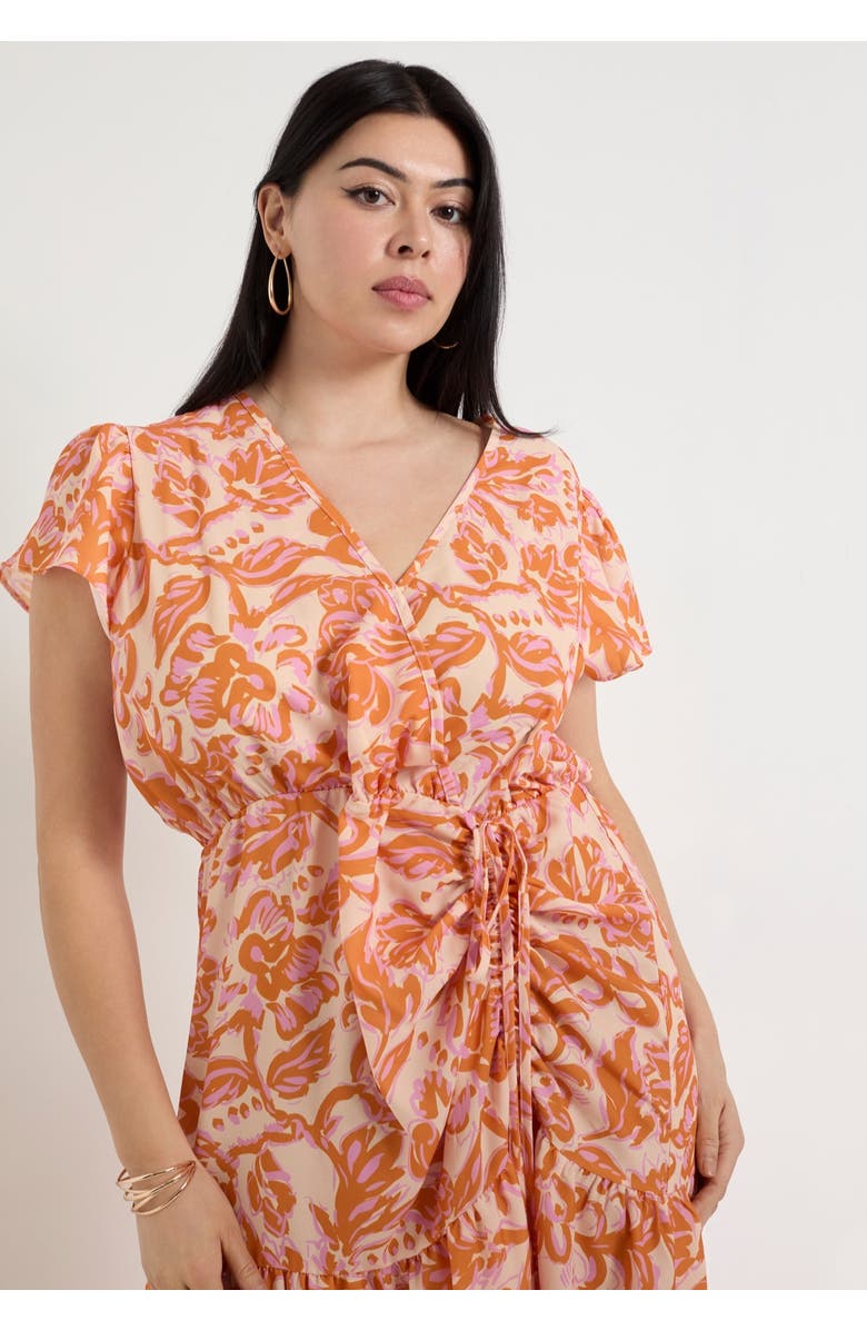 June + Vie Faux-Wrap Maxi Dress, Alternate, color, Bouquet Orange