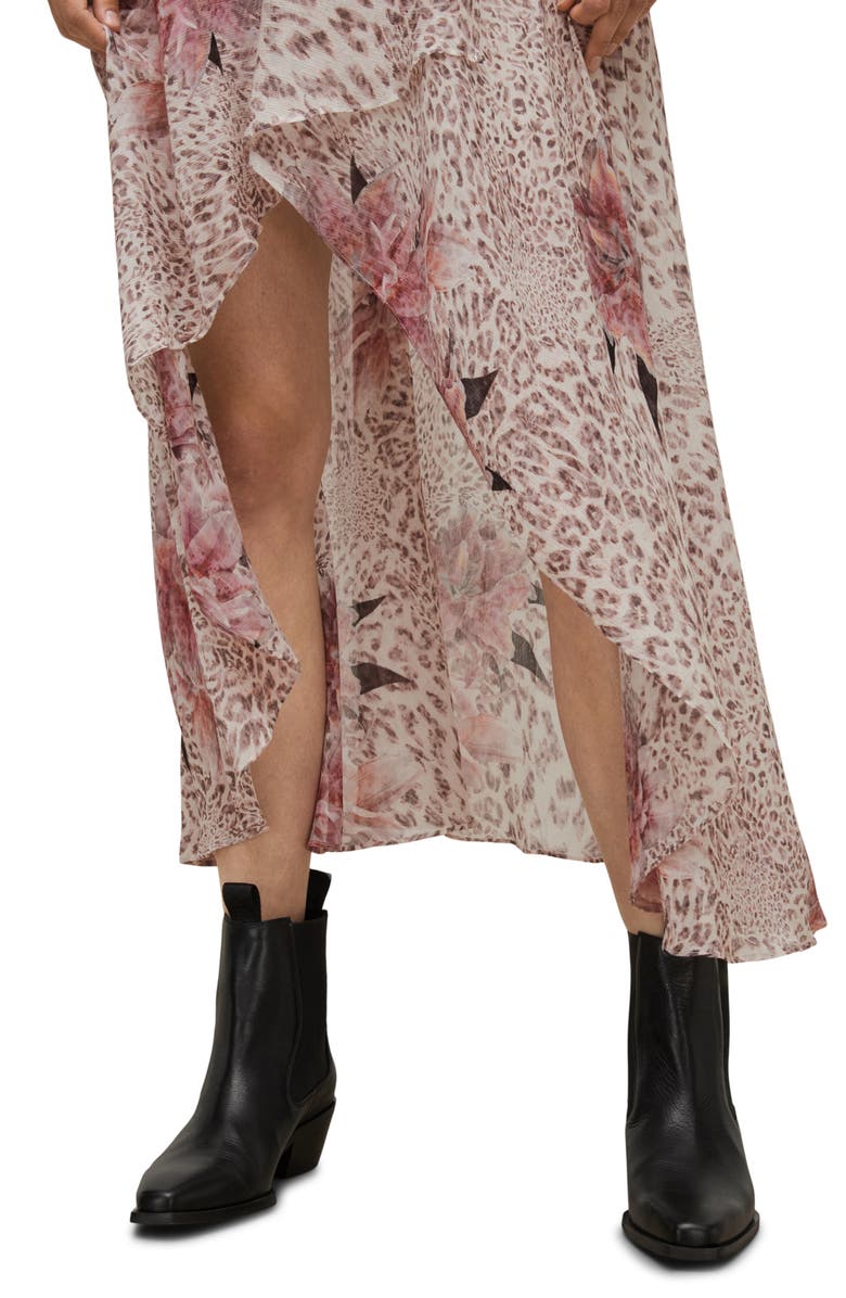 AllSaints Mixed Print High Low Skirt, Alternate, color, 