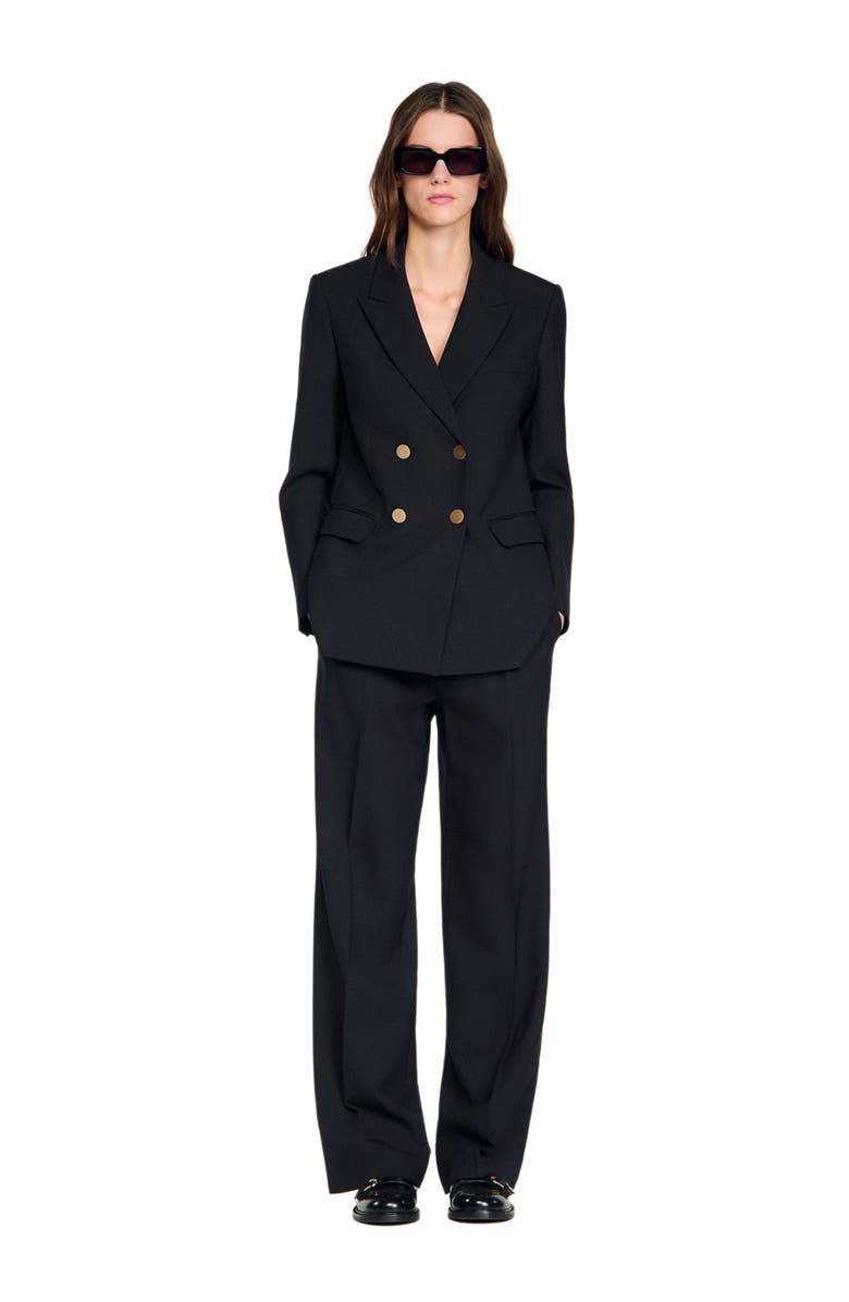 SANDRO Wool slim-fit suit jacket, Alternate, color, Black