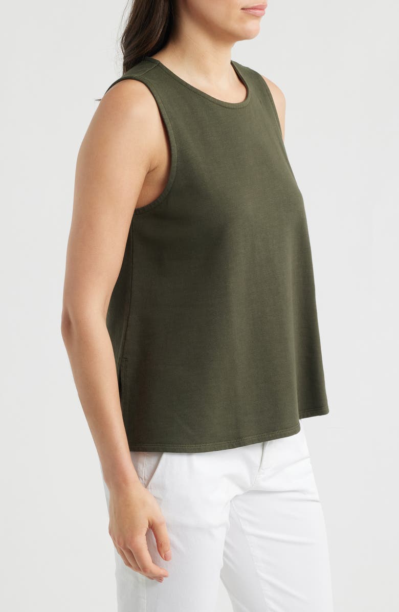 Eileen Fisher Crewneck Side Slit Organic Cotton Tank, Alternate, color, Seaweed
