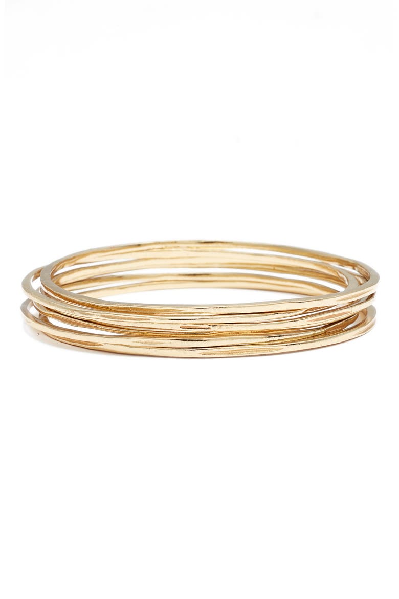 Set of 4 Stackable Bangles, Main, color, GOLD
