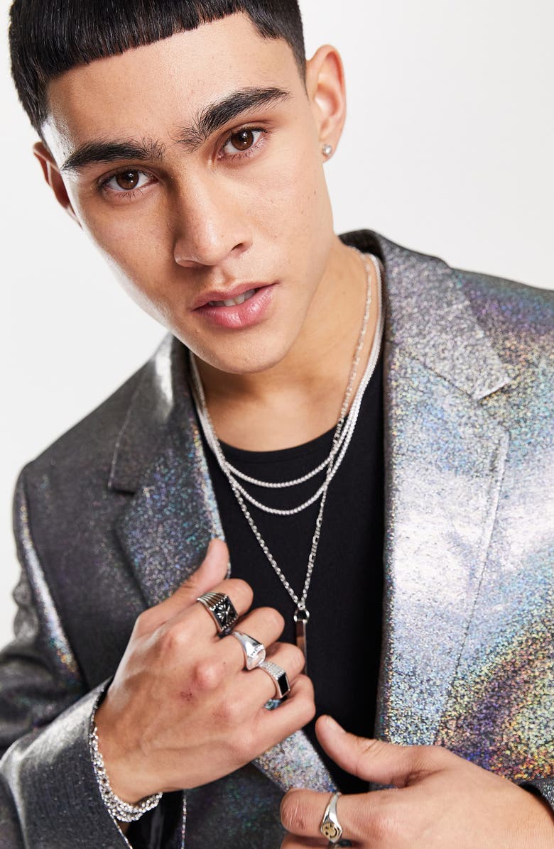 ASOS DESIGN Slim Shimmer Blazer, Alternate, color, 