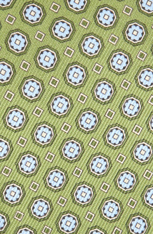 David Donahue Geometric Medallion Silk Tie In Green
