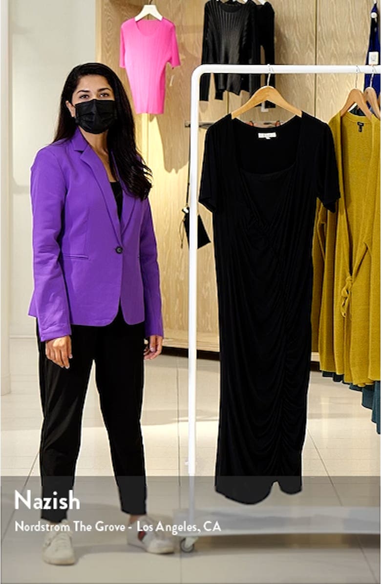 Rigby Ruched Stretch Satin Midi Dress, sales video thumbnail